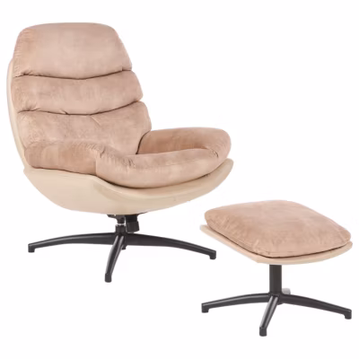 Fauteuil pivotant EIDE Velours Beige sable