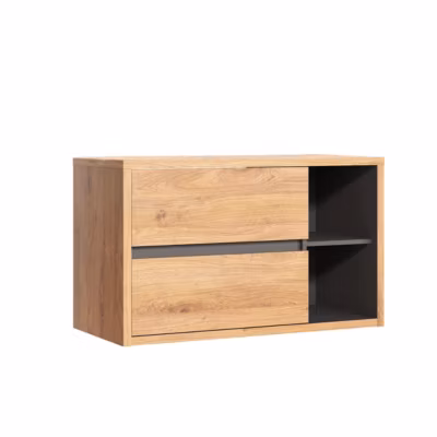 Meuble sous-vasque 100cm plan de toilette Rigel Bois et Anthracite