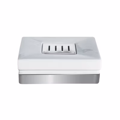 Porte savon Porcelaine ROMA Blanc  Argent Spirella