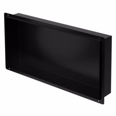 Niche murale de douche encastrée étagère sans rebord noir en acier 60x30x10 cm