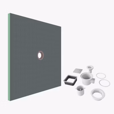 AICA Receveur à carreler en polystyrène – 80 x 80 x 4 cm – recoupable sur mesure – avec bonde de receveur