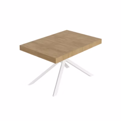 Table extensible Niket 130/390×90 cm chêne naturel pieds blancs