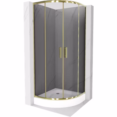 Mexen Rio cabine de douche semi-circulaire 90 x 90 cm, graphite, or + receveur de douche, blanc – 863-090-090-50-0-4710