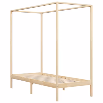 Lit simple, Lit adulte, Cadre de lit à baldaquin sans matelas bois massif 100×200 cm