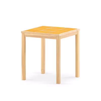 Table repas de jardin 65×65 en bois et céramique moutard – Bisbal
