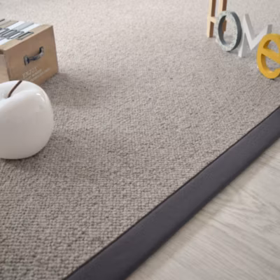 Tapis pure laine – Latoon gris – Ganse coton anthracite – 200 x 200 cm