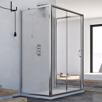 Cabine douche 75x150x75 CM H185 transparent modèle Replay Trio avec 1 portillon