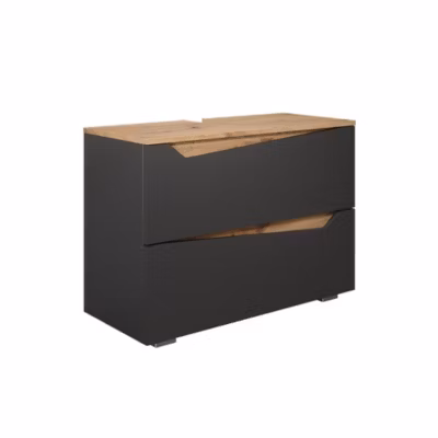 Vicco Meuble sous vasque simple Anthracite/Artisan 80×57.5cm avec 2 tiroirs