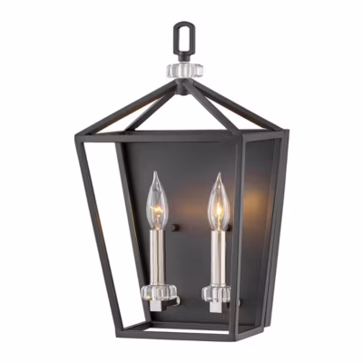 Applique murale 2 lumières Noir Nickel Poli
