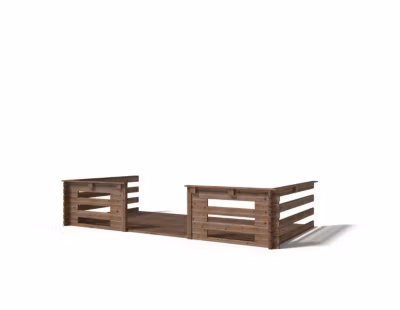 Terrasse en bois avec balustrade pour abri en bois – 8m2 – 4m x 2m – imprégnée – couleur: marron – DOM79