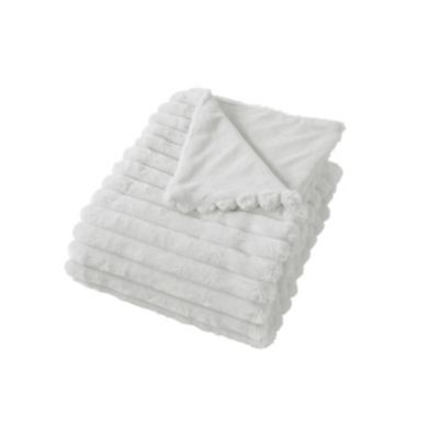 Couverture imitation fourrure et flanelle (180×220 cm – Blanc)