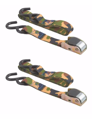 Lot de 2 sangles de serrage, 2m, à cliquet, crochet S, camouflage – THIRARD