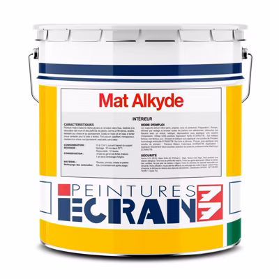 Peinture professionnelle mat, mur et plafond, intérieur, peinture opacifiante, sans odeur Mat Alkyde ECRAN 77-1-Blanc