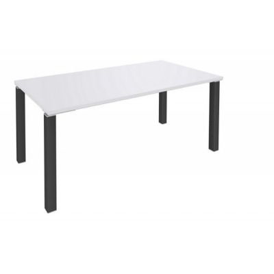 Bureau Blanc 180 cm 4 Pieds Métal Carrés Carbone – L 180 x l 80 x H 72.5 cm