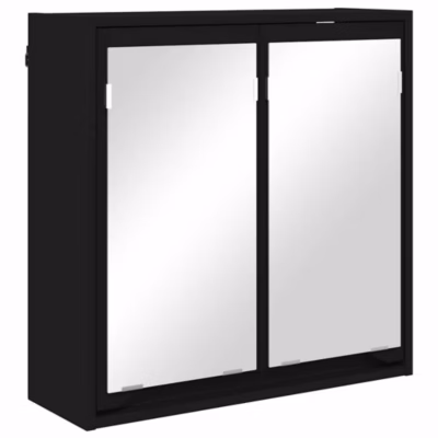 Armoire Murale Miroir de Salle de Bain, Armoire de Toilette, Meuble Salle de Bain avec porte Noir 60 x 20 x 60 cm