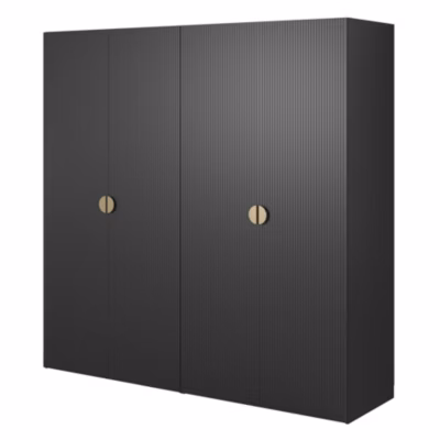Armoire 4 portes avec 2 tringles et tiroirs 200 cm FRAME noir