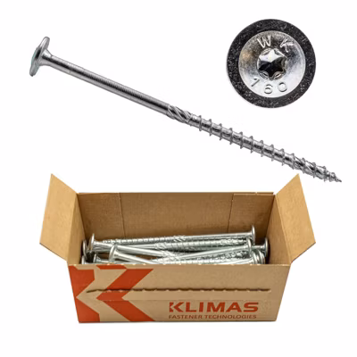Vis de construction bois Klimas à tête large Torx zinguées blanches 8 x 400 mm 50 pcs