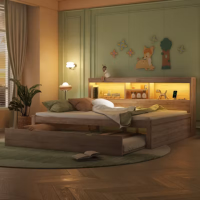 Canapé-lit 140×190 cm convertible en tissu gris avec dossier réglable et structure métal