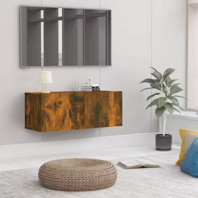 vidaXL Meuble TV Chêne fumé 80x30x30 cm Bois d&rsquo;ingénierie815504