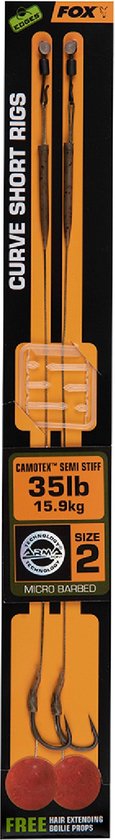 Fox Curve Short Rigs Micro Barbed (2pcs) – Taille: hameçon 2 – 35lb