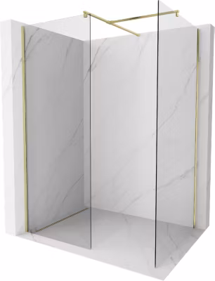 Mexen Kioto paroi de douche Walk-in 135 x 80 cm, transparent, or brossé – 800-135-202-55-00-080