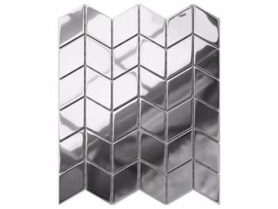 Mosaïque de verre sur maille pour salle de bain ou cuisine Magic Silver Chevron – 26.5cm x 30.5cm