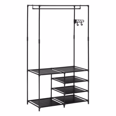 Portant à vêtements Intissa 4 niveaux en métal noir H160cm – Noir- 5five