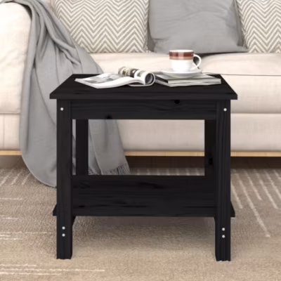 Table basse,Table Salon,Table d&rsquo;appoint Noir 50x50x45 cm Bois massif de pin