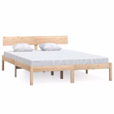 Lit double, Lit adulte, Cadre de lit sans matelas bois massif 160×200 cm