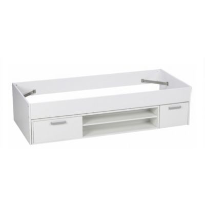 Lit TESS 90×200 + chevet + étagère + rangement / Blanc