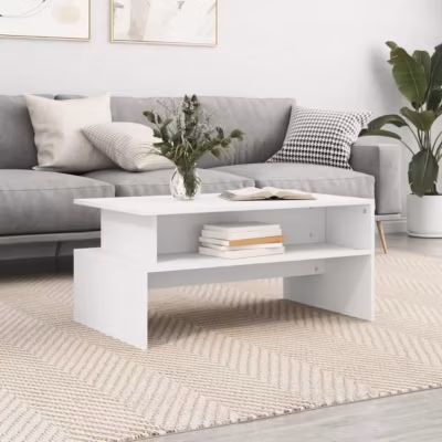 vidaXL Table basse blanc 90x55x42,5 cm bois d&rsquo;ingénierie 834278