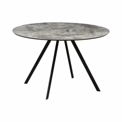 Table de salle à manger SOREN  Aspect pierre et métal  120 cm  Ronde  Style moderne