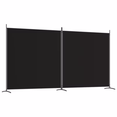 Paravent, Séparateur, Cloison de séparation 2 panneaux Noir 348×180 cm Tissu