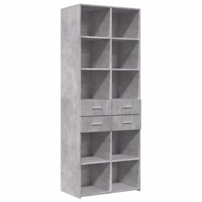 Buffet haut gris béton 70×42,5×185 cm bois d&rsquo;ingénierie vidaXL
