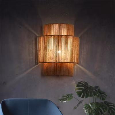 Aplique Murale Moderne en Corde de Jute DALIA E27 Lampes Tissées à la Main pour Chambre et Salon