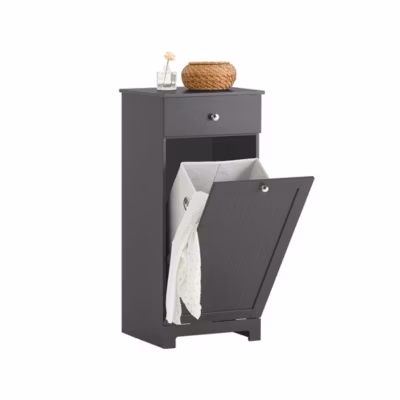 Meuble Bas de Salle de Bain Armoire avec 1 Tiroir et 1 Panier à Linge, BZR21-DG, SoBuy