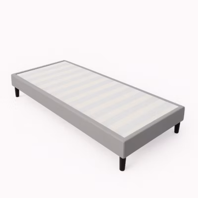 Sommier 90×200 cm tapissier – housse lavable gris – pieds 20 cm – 13 lattes – opale – montage rapide – confort optimal –
