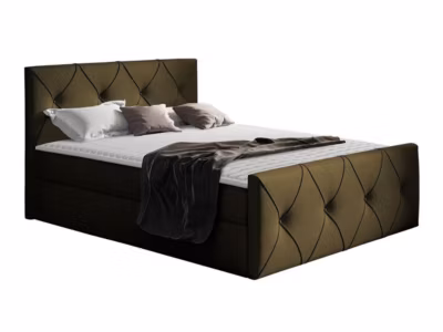 Lit continental Baltimore 150, Double, Vert, Tissu, Disponible