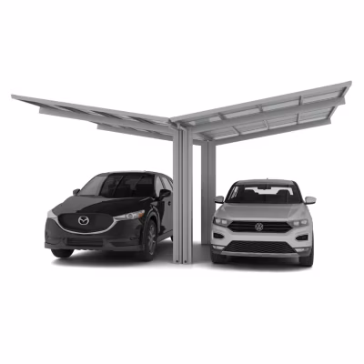 Carport double  Montage Y – charge de toiture 137kg/m² –  Inox Brillant – Ximax Linea standard