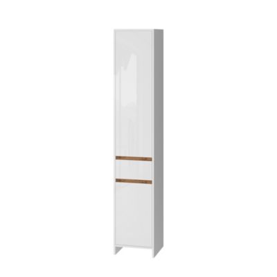 Vicco Armoire de salle de bains Blanc brillant/Chêne doré 35x190cm avec 2 portes et un tiroir