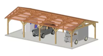 Carport deux pentes 750cmX1050cm Bois DOUGLAS Français label PEFC (Charpente – Auvent – Abri voiture)