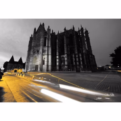 Tableau sur toile cathédrale de beauvais nuit 30×45 cm Fabriqué en France