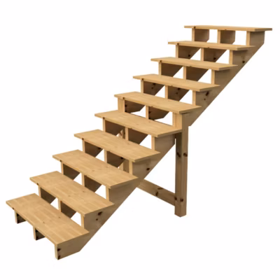 BERLIN Escalier extérieur bois 10 marches H 173cm L-100cm – sans contre marche