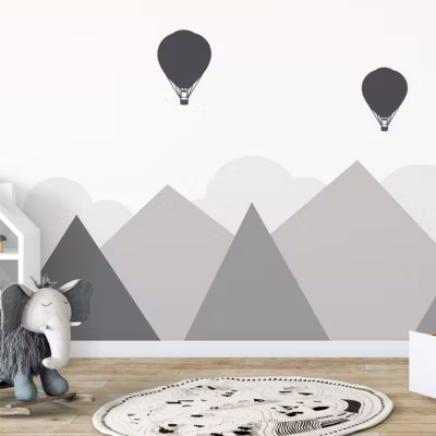Stickers enfant montagnes géantes scandinaves Bergen 80 x 105 cm