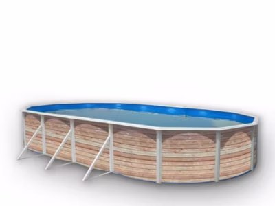Kit piscine hors-sol acier Toi PINUS ovale décoration bois 7.30 x 3.66 x 1.20m