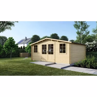 Abri de jardin en bois – 25m2 – 5x5m – Ep. 40mm – Couleur: naturel – DOM612
