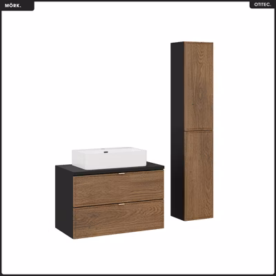 Ensemble de meubles sous vasque – 80 cm – avec Plan – Vasque – Colonnes – MÖRK