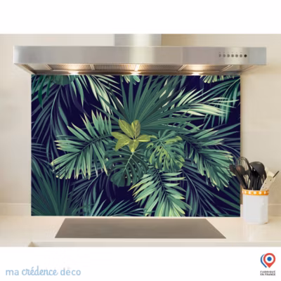 Crédence cuisine fond de hotte Végétation – Verre trempé – L 70 cm x H 60 cm – MaCrédenceDéco