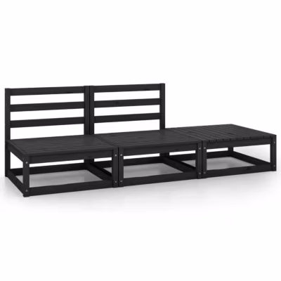 vidaXL Salon de Jardin 3 pcs Mobilier de Patio Ensemble de Meubles d&rsquo;Extérieur Mobilier de Jardin Meubles de Terrasse Noir 805714