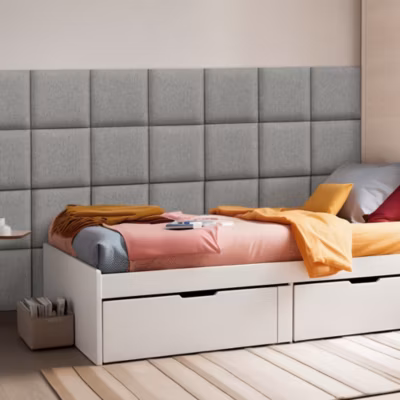 Set de 4 coussins muraux Carpino en tissu 30 x 30 cm gris clair neu.haus